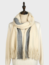 Patchwork color warm fringed scarf Sai Feel
